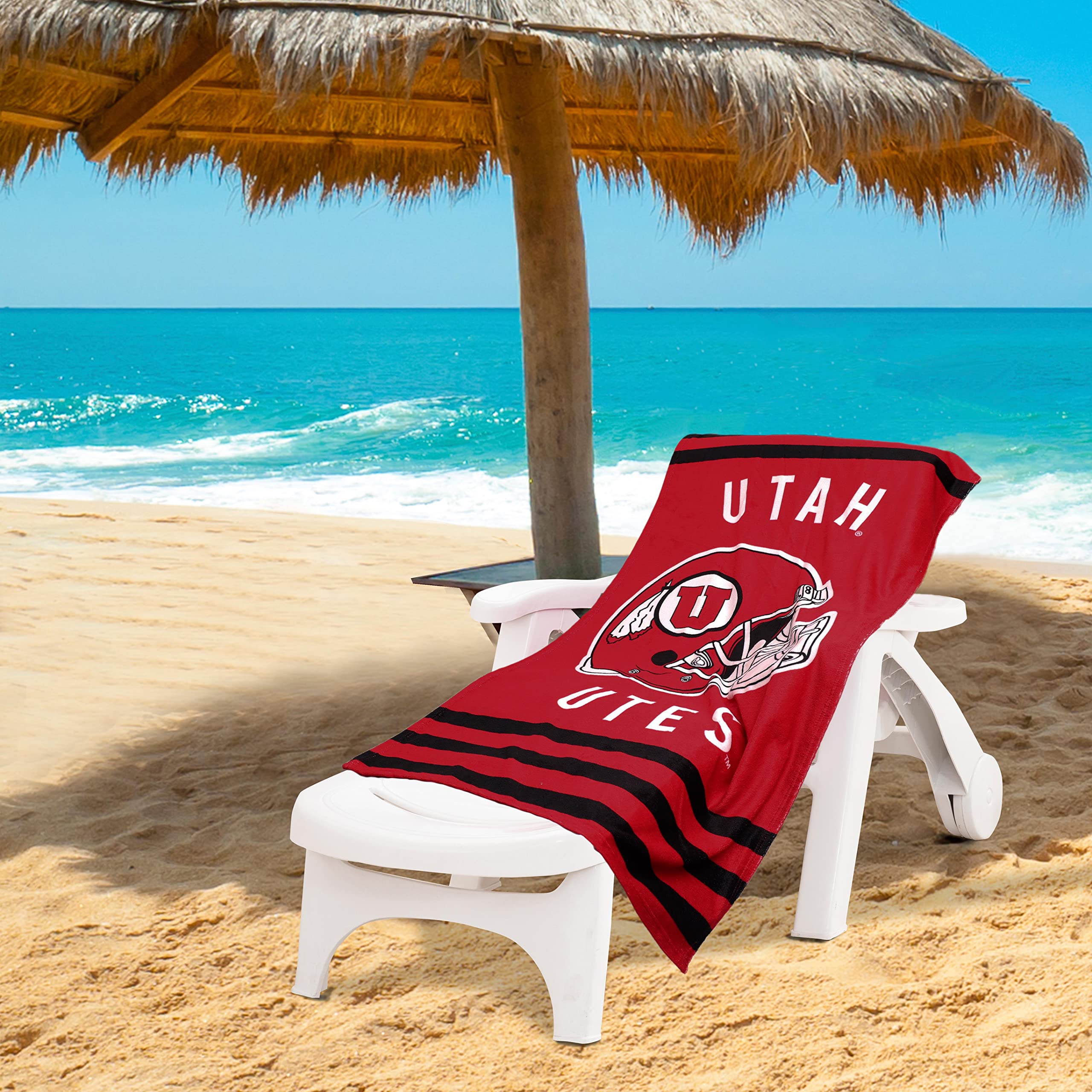 NORTHWEST NCAA Stripes Beach Towel, 30 x 60 Utah Utes