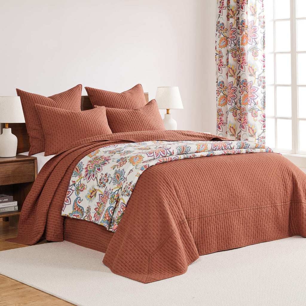Levtex Home - Cross Stitch Adobe Bedspread Set - Twin Quilted Bedspread And One Standard Sham - Cross Stitch Pattern - Bedspread