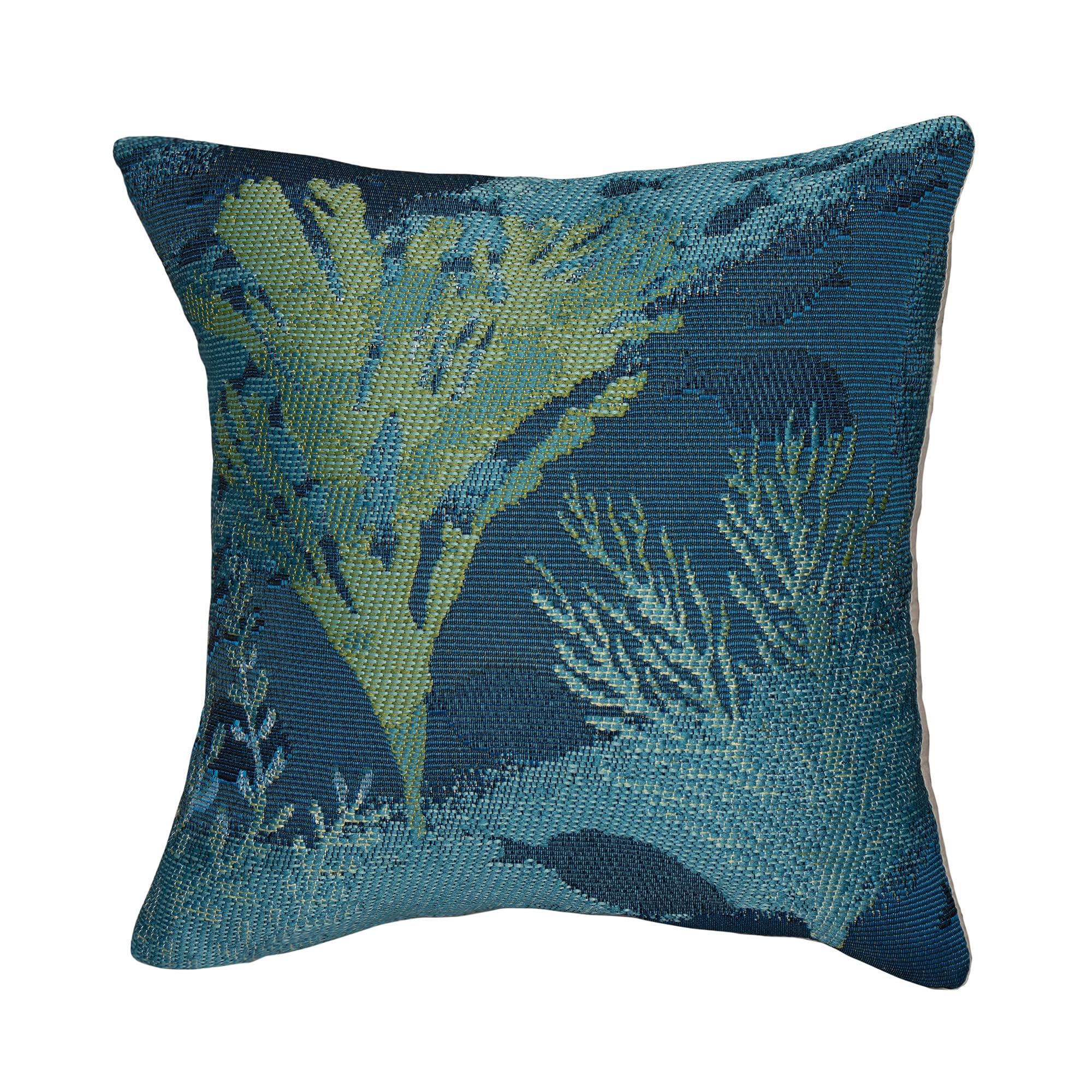 Liora Manne Marina Indoor/Outdoor Power Loomed Easy Care Pillows, 18 X 18-Inch, Coral Garden Lapis