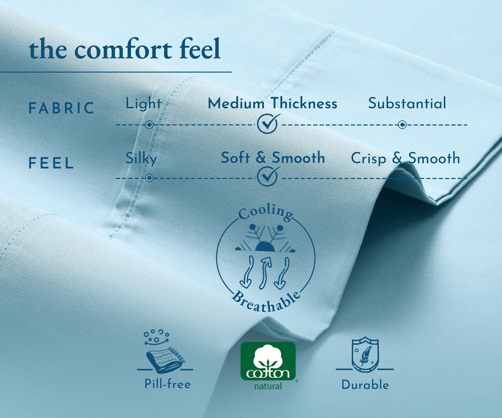 California Design Den Full Size Fitted Sheet Only, Deep Pocket Soft 400 Thread Count 100% Cotton Sateen, No Pop-Off Elastic, Dur