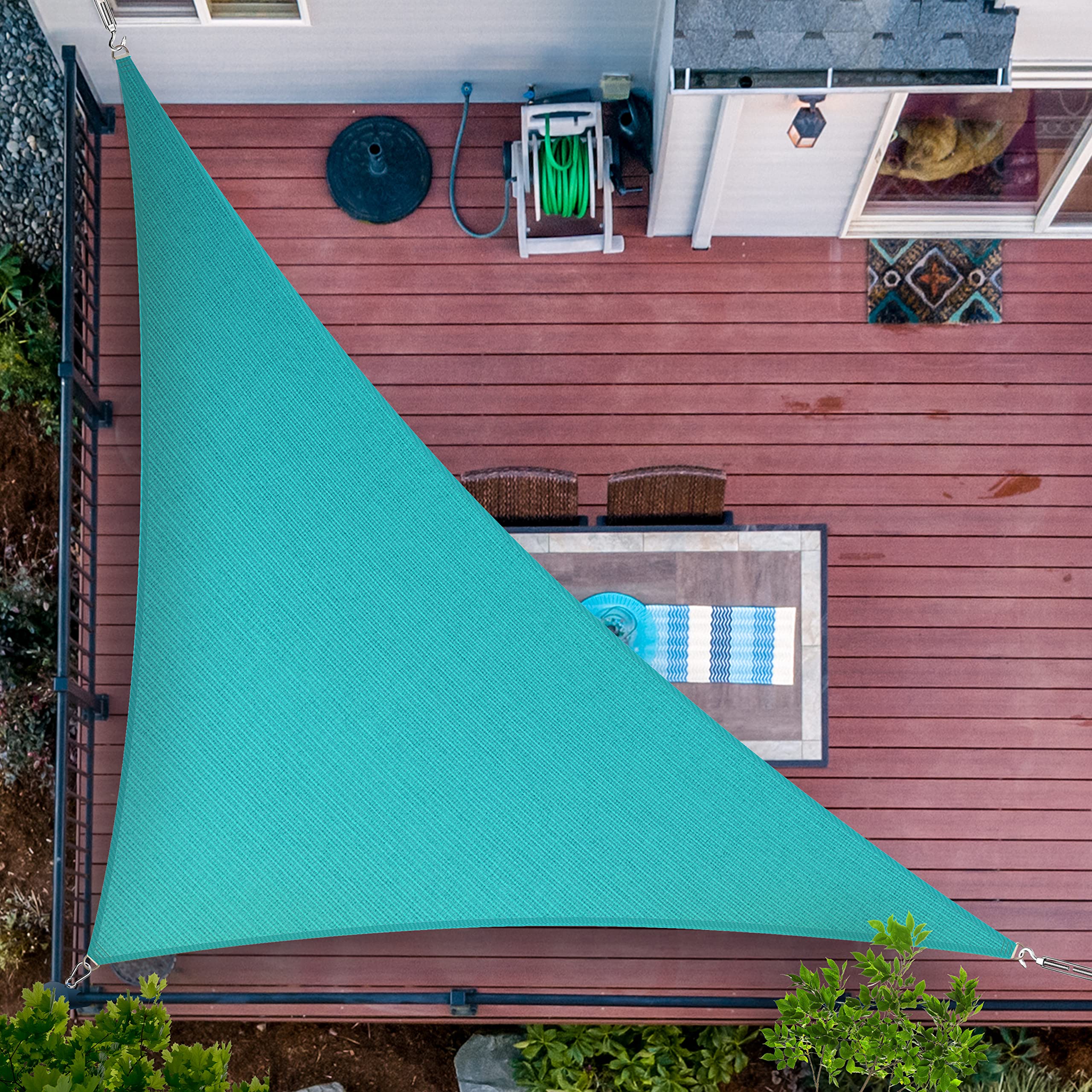 Shademart 15' X 20' X 25' Turquoise Sun Shade Sail Right Triangle Smslt Canopy Fabric Cloth Screen, Water Air Permeable & Uv Res