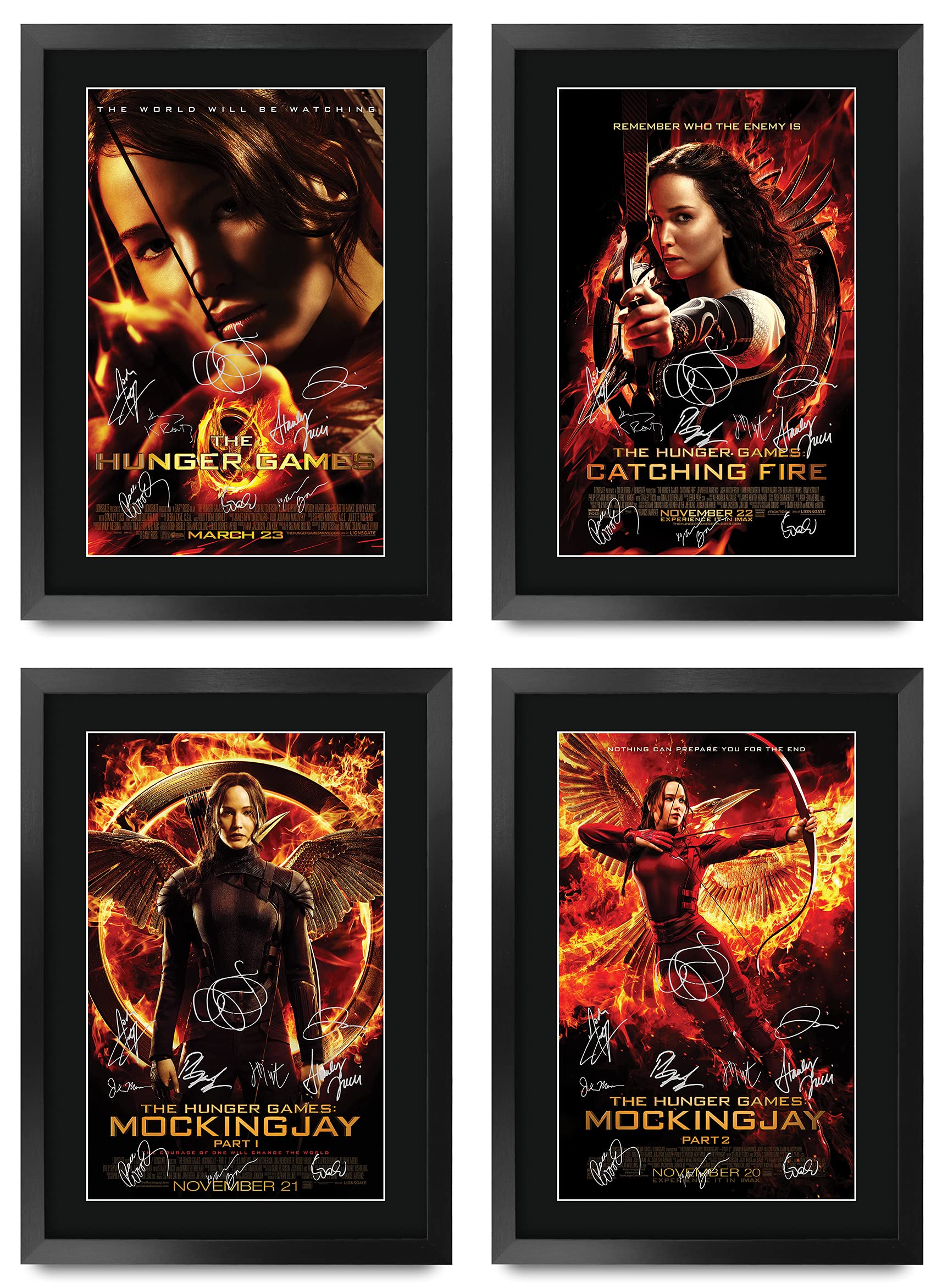 HWC Trading The Hunger Games Jennifer Lawrence 16 x 12 inch Gifts Printed Poster Set Signed Autograph Picture for Movie Memorabi
