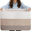 HOBASKET 75L Laundry Basket Hamper,Gradient Brown/White, 22x17x12