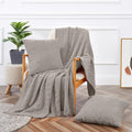 Aormenzy Knitted Throw Blanket (50' X 60') And 2 Pillow Covers (18' X 18'), 3 Piece Light Grey Throw Blanket Set, Decorative