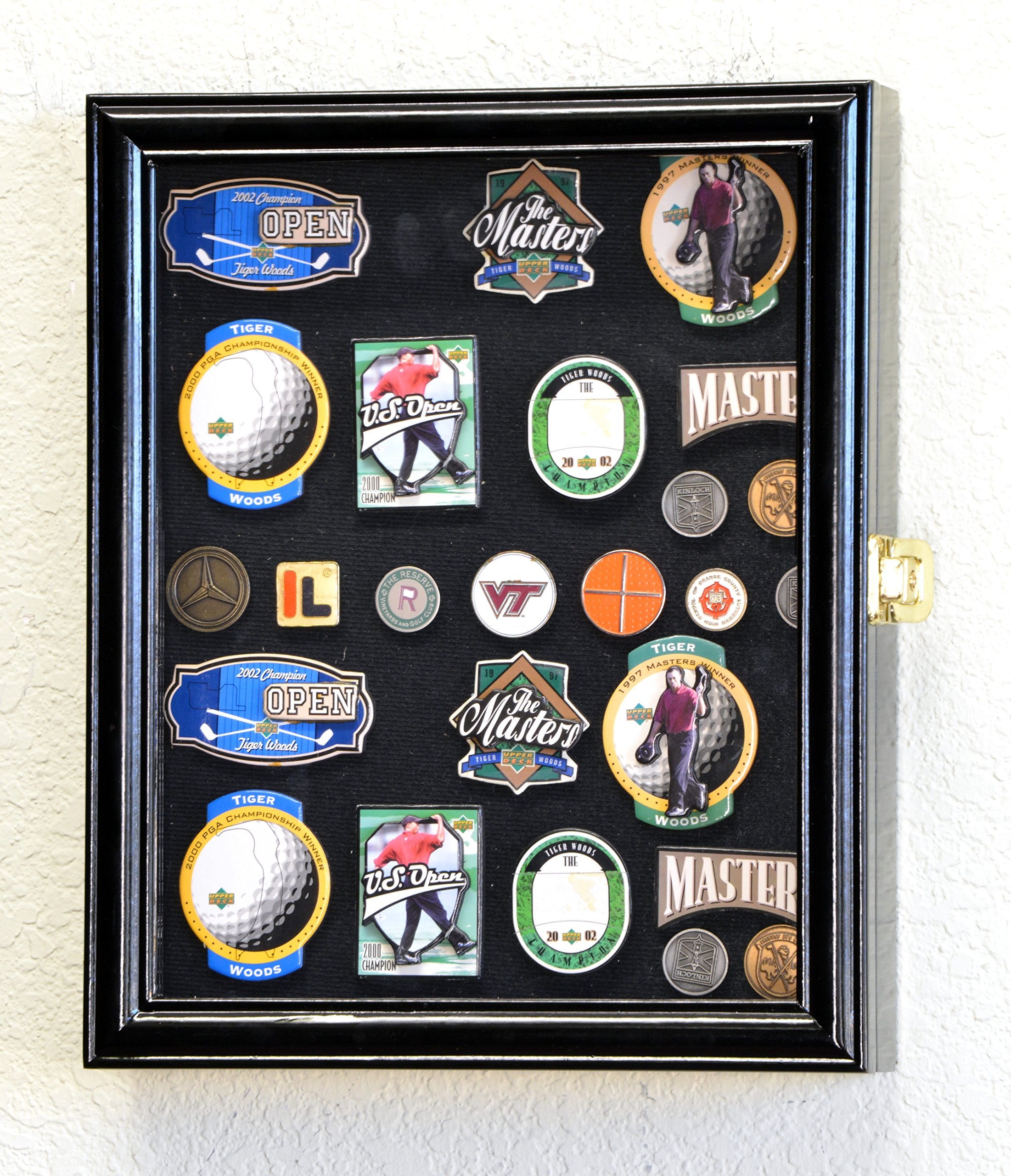 XS Golf Marker Magnet Divot Tool Display Case Cabinet Holder 98% UV - Lockable, Cherry