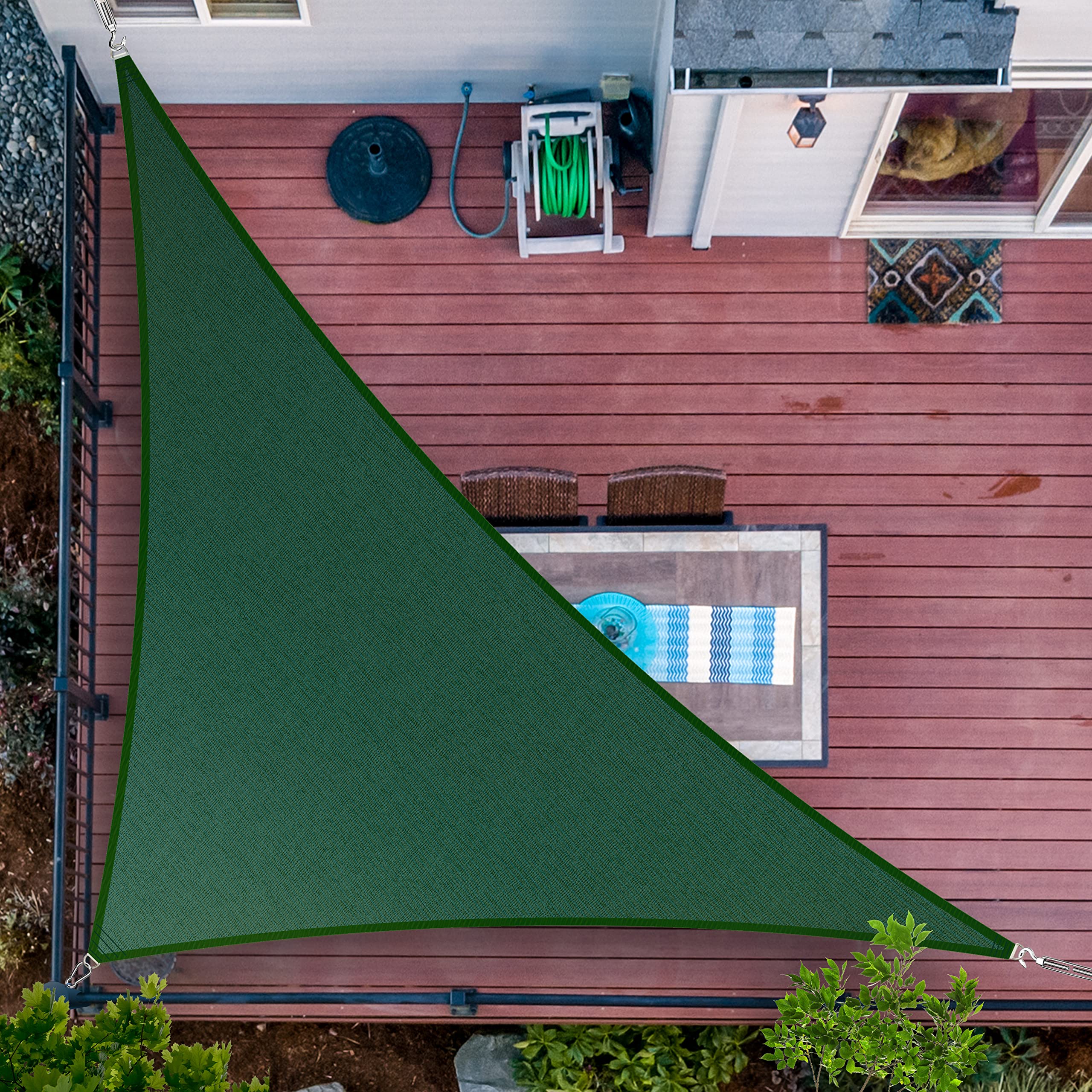 Shademart 7' X 9' X 11.4' Green Sun Shade Sail Upf50 Right Triangle Smtaprt16 Canopy Fabric Cloth Screen, Water Air Permeable &