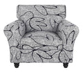 Searchi Stretch Sofa Cover Printed Couch Covers, Floral Pattern 2 Piece Armchair Slipcover With Separate Chair Cushion Cover, Washable Furniture Protector For Living Room(Armchair, Grey Lotus+White)
