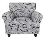 Searchi Stretch Sofa Cover Printed Couch Covers, Floral Pattern 2 Piece Armchair Slipcover With Separate Chair Cushion Cover, Washable Furniture Protector For Living Room(Armchair, Grey Lotus+White)