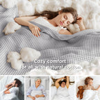 Bedsure 100% Cotton Blanket Queen Size For Bed - Waffle Weave Blankets Queen Size, Soft Lightweight Thin Blankets For Summer, Gr