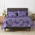 Amazon Basics Full/Queen Comforter Set with Sheets, 5-Piece Purple Floral Bedding, Lightweight Microfiber Bed-in-a-Bag