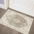 MUJOO Beige Rug 2x3,Small Washable Area Rugs for Entryway Kitchen Bathroom Bedroom,Boho Vintage Bohemian Distressed Farmhouse 
