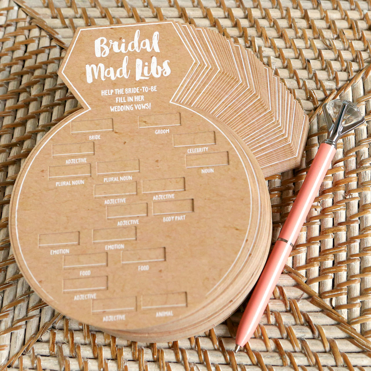 Kate Aspen 28441Na Bridal Shower Games, Ring Shaped Mad Libs Cards (Set Of 50) Wedding Shower Game, Engagement Party, Bacheloret