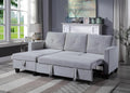 Lilola Home Nova 82.5 W Light Gray Velvet Reversible Sleeper Sectional Sofa with Storage Chaise