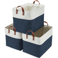 DECOMOMO Large Storage Baskets | Closet Storage Bins 17x12x13inch Canvas Baskets For Storage Laundry Nursery Toys Cloth Linen (N