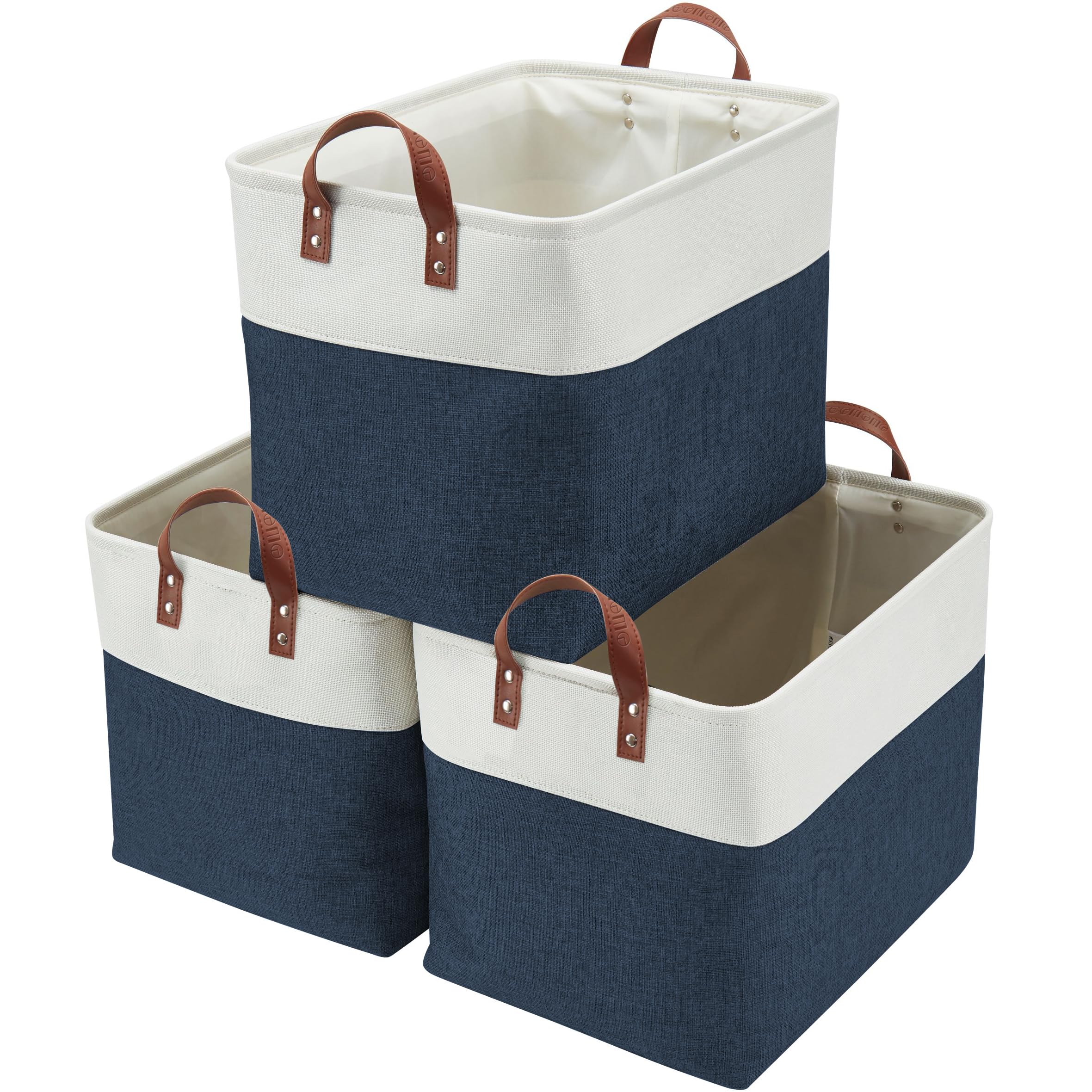 DECOMOMO Large Storage Baskets | Closet Storage Bins 17x12x13inch Canvas Baskets For Storage Laundry Nursery Toys Cloth Linen (N
