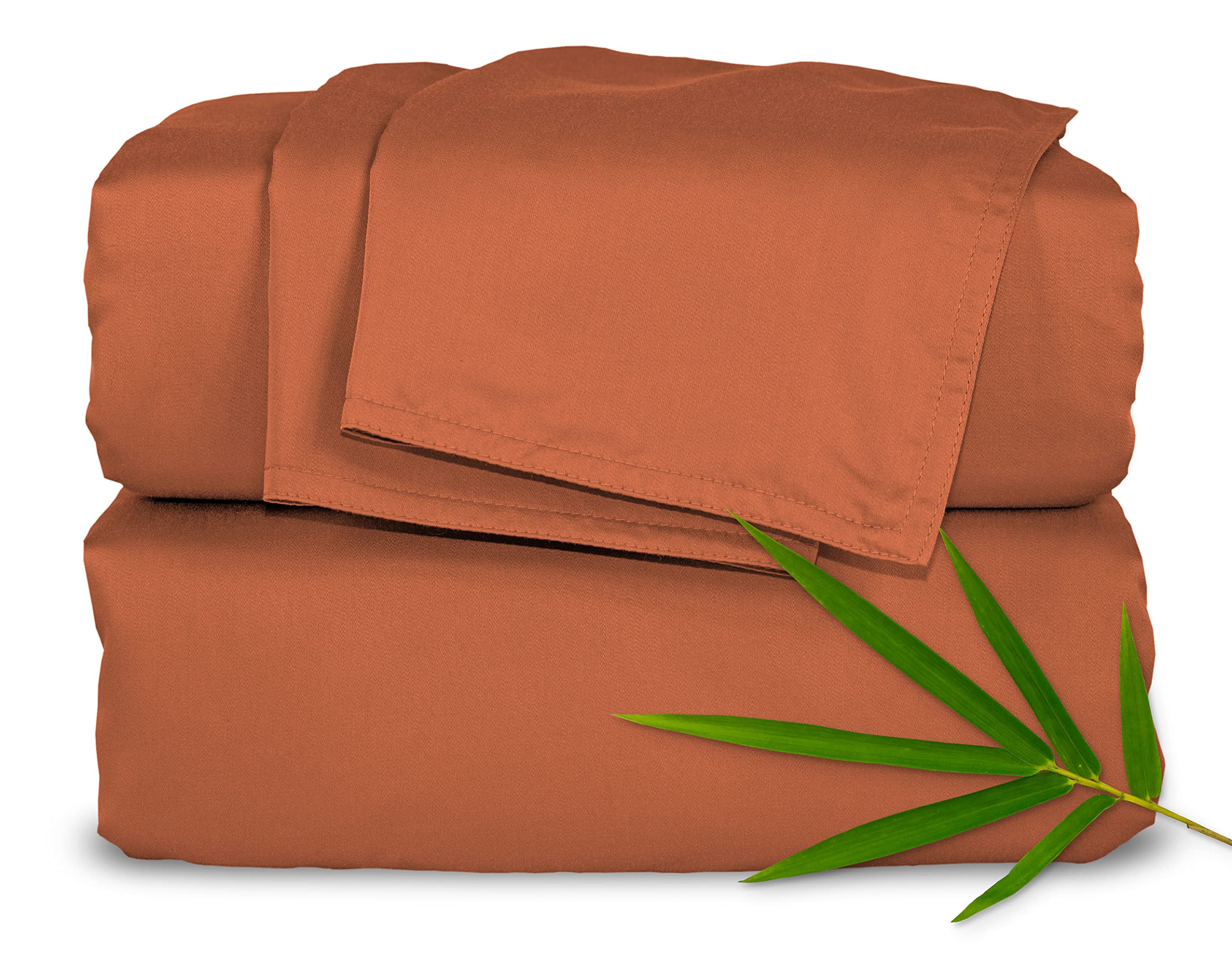 Pure Bamboo Sheets King Size Bed Sheets 4 Piece Set, Genuine 100% Organic Bamboo, Luxuriously Soft & Cooling, Double Stitching,