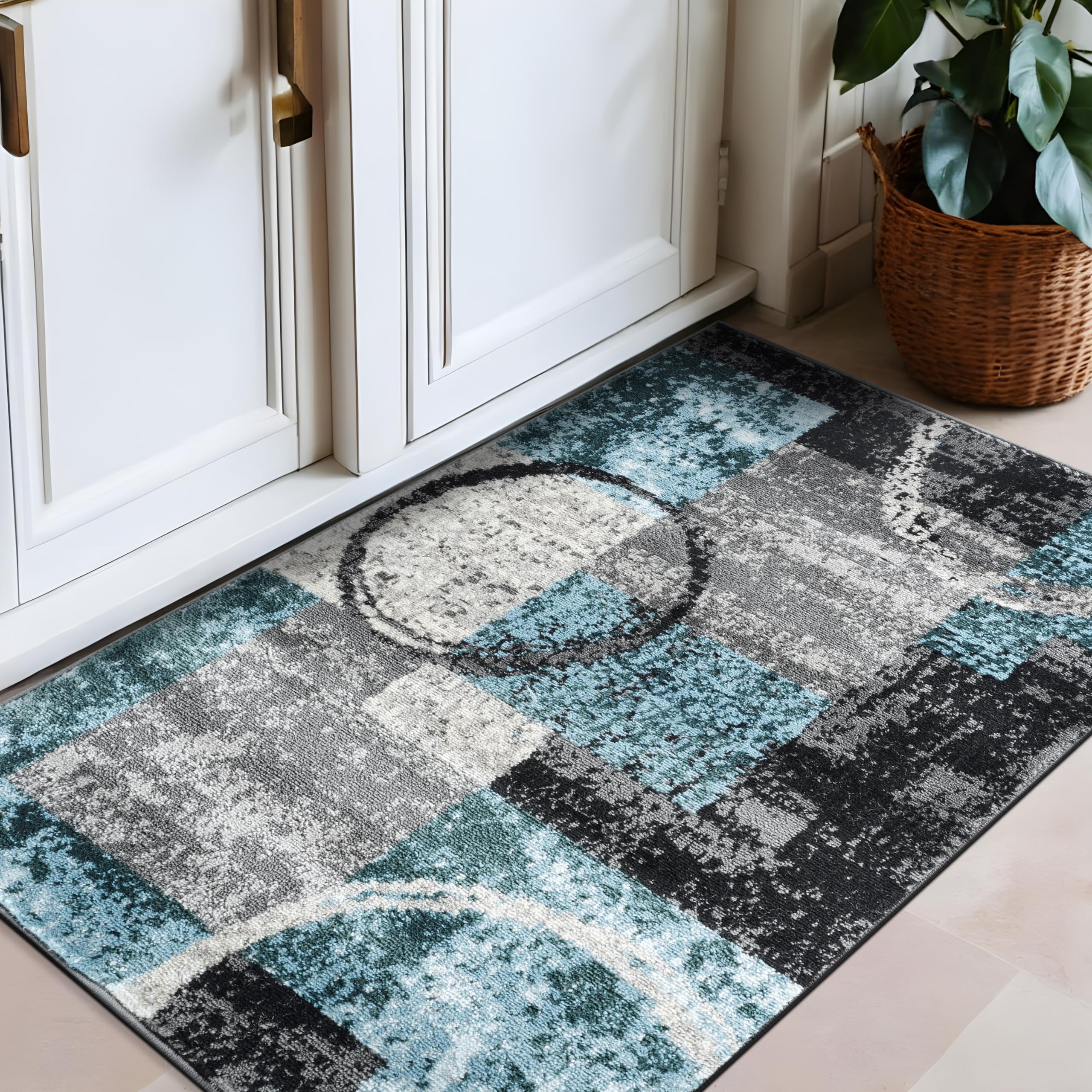 Rugshop Contemporary Abstract Circle Design Soft Area Rug 2'7'' x 4' Gray