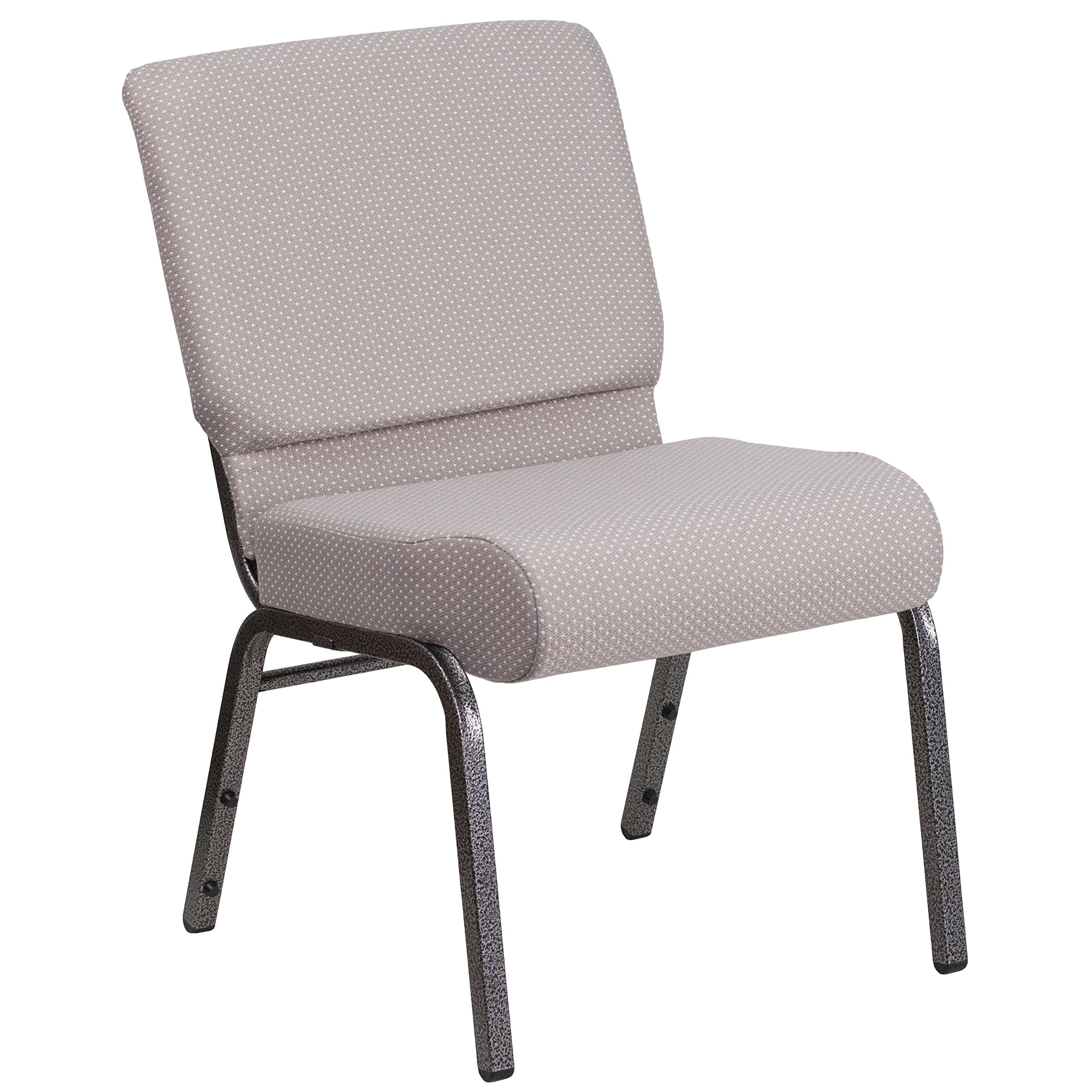 4 Pk. 21 Wide Gray Dot Fabric Stacking Church Chair - Silver Vein Frame