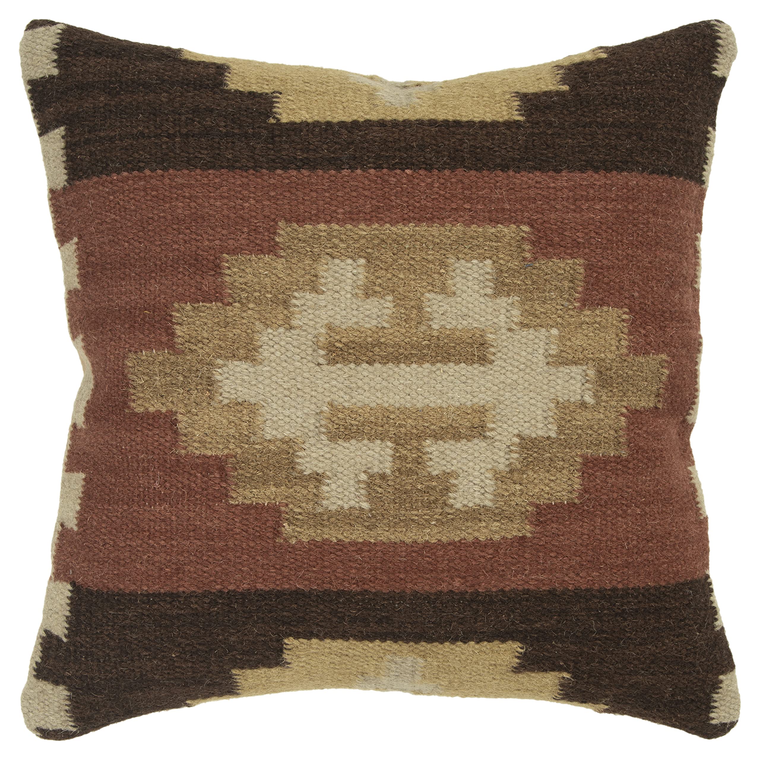 Rizzy Home | T05986 | 18"x18" Brown/Red/Neutral Decorative Pillow | Cover Only