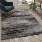 Flash Furniture Rylan Collection Abstract Area Rug - Scraped Design Gray Olefin Rug - 5' X 7' Area Rug - Jute Backing - Living Room, Bedroom, & Family Room