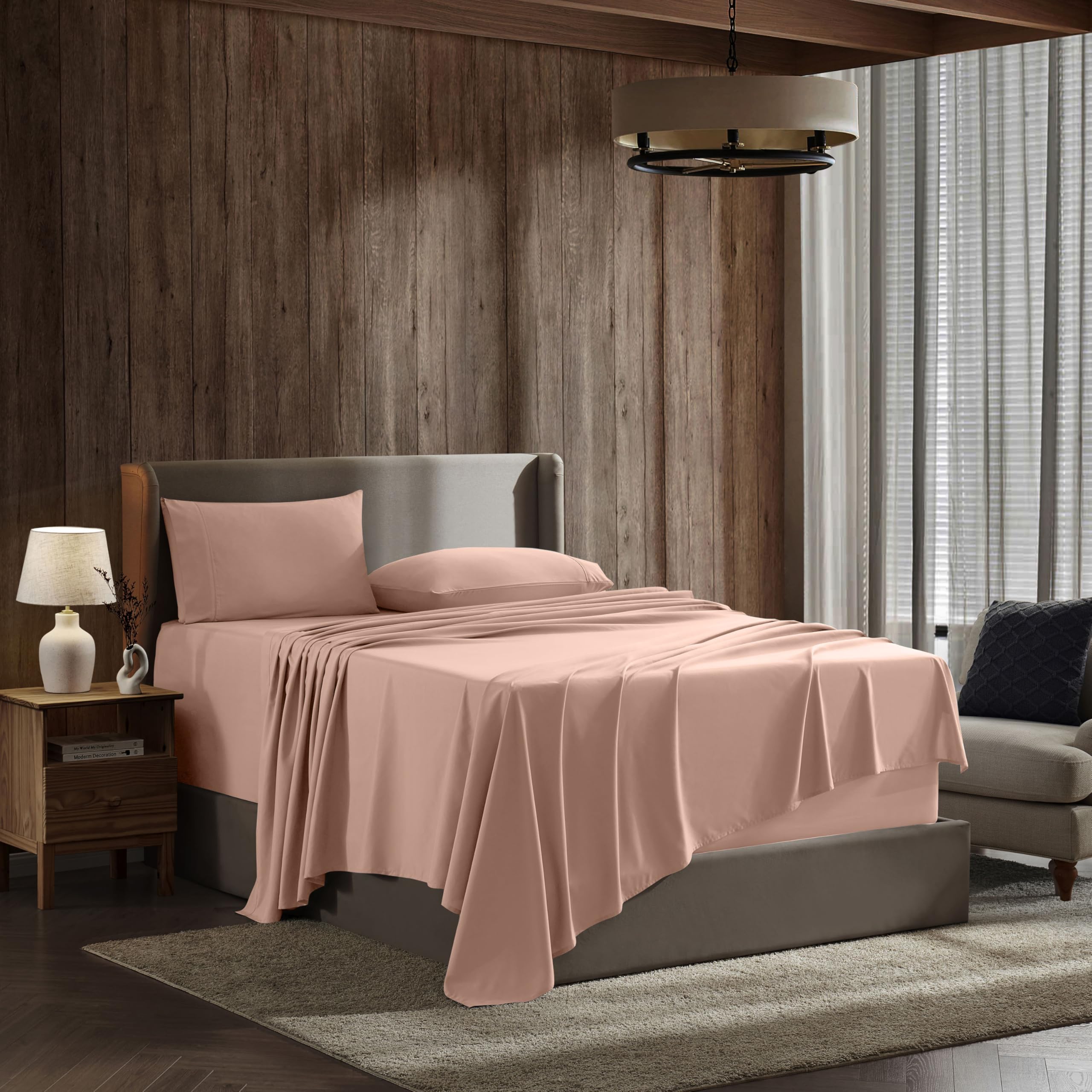 Nestl King Size Sheets Set - 4 Piece King Sheets, Deep Pocket, Hotel Luxury, Extra Soft, Breathable And Cooling, Peach King Bed Sheets