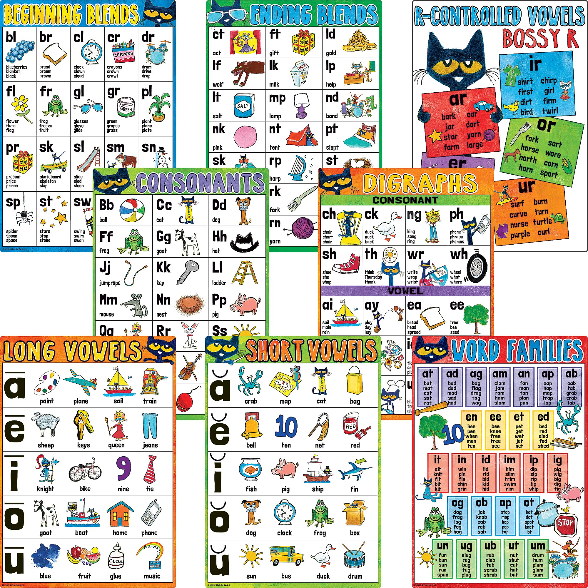 Teacher Created Resources Pete The Cat Phonics Small Poster Pack (Ep62003), 11.00' X 15.75'