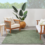 Nourison Versatile Indoor/Outdoor Green 5' X 7' Area Rug, Easy Cleaning, Non Shedding, Bed Room, Living Room, Dining Room, Backyard, Deck, Patio (5X7)