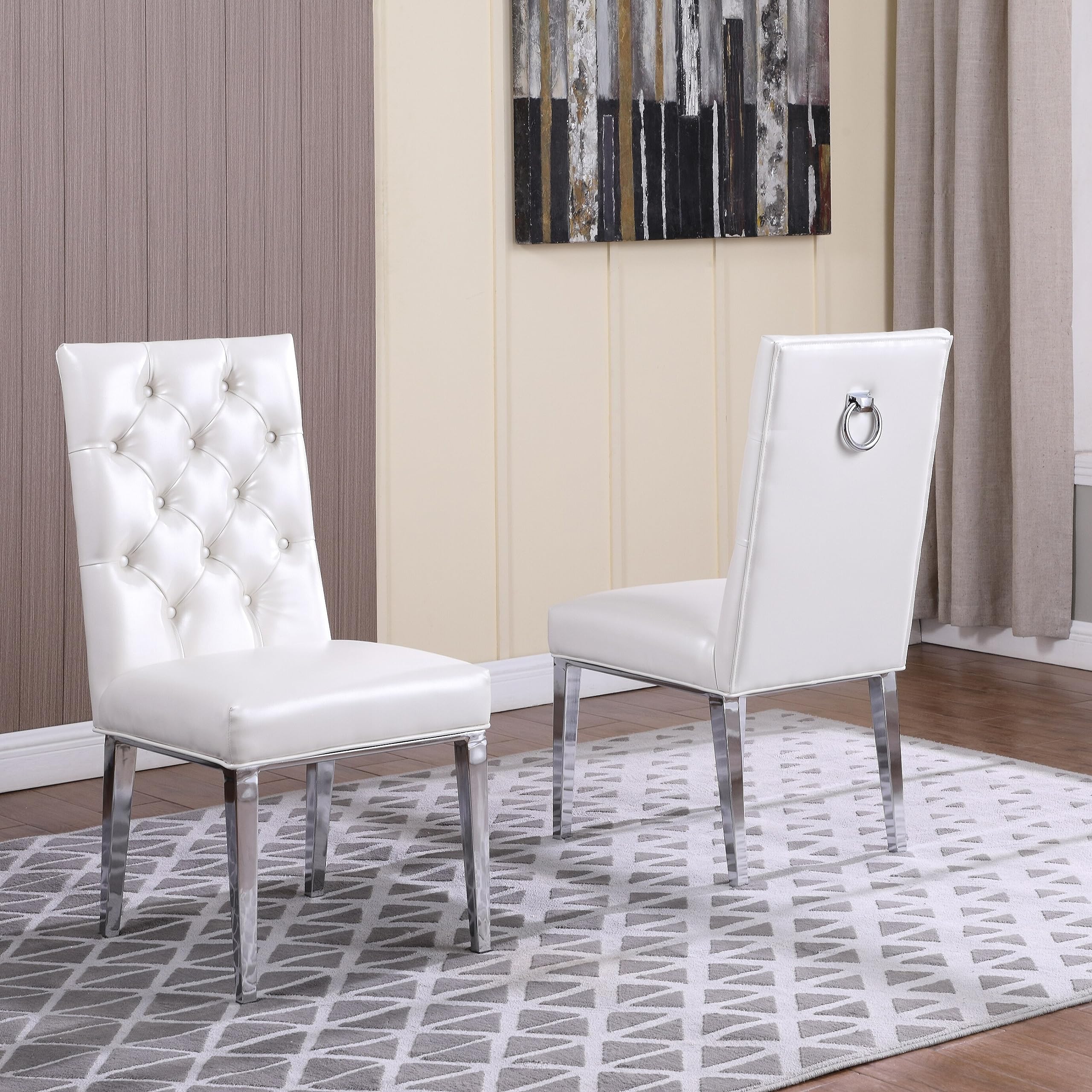 Best Quality Furniture Sc89 Side Chairs (Set Of 2), White
