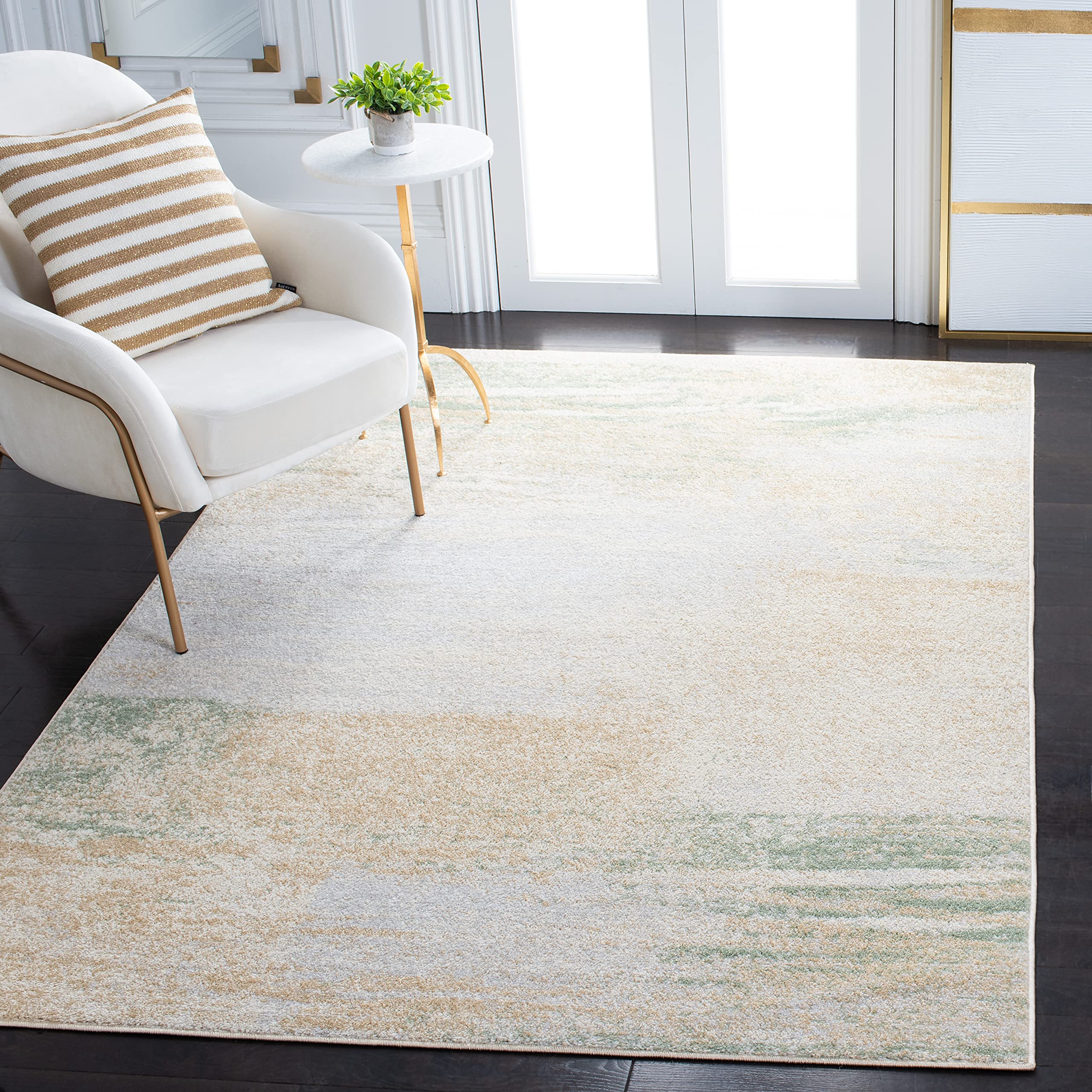 SAFAVIEH Adirondack Collection Area Rug - 6 x 9, Ivory & Gold, Modern Abstract Design, Non-Shedding & Easy Care, Ideal for Hig