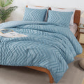 Andency Greyish Blue Comforter Set King Size, Boho Soft Warm Tufted Bedding Comforter Sets For King Size Bed, 3 Pieces Aesthetic