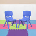 EMMA + OLIVER 2 Pack Blue Plastic Stackable School Chair with 10.5 H Seat, Preschool Chair
