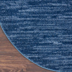 Nourison Essentials Indoor/Outdoor Navy Blue 10' X Round Area Rug, Easy Cleaning, Non Shedding, Bed Room, Living Room, Dining Room, Backyard, Deck, Patio (10 Round)