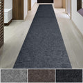 iCustomRug Spartan Weather Warrior Heavy Duty Indoor/Outdoor Utility Textured Runner, Non-Slip Rubber Backing 4 x 48 Charcoal