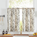 Jinchan Linen Kitchen Curtains Floral Tier Curtains 24 Inch Farmhouse Botanic Cafe Curtains Small Window Curtains Rustic Half Wi