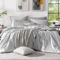 Monbix King Size Comforter Set, Grey King Size Bed Set Reversible, King Size Comforter Set 7 Pieces, Cationic Dyeing Bed In A Ba