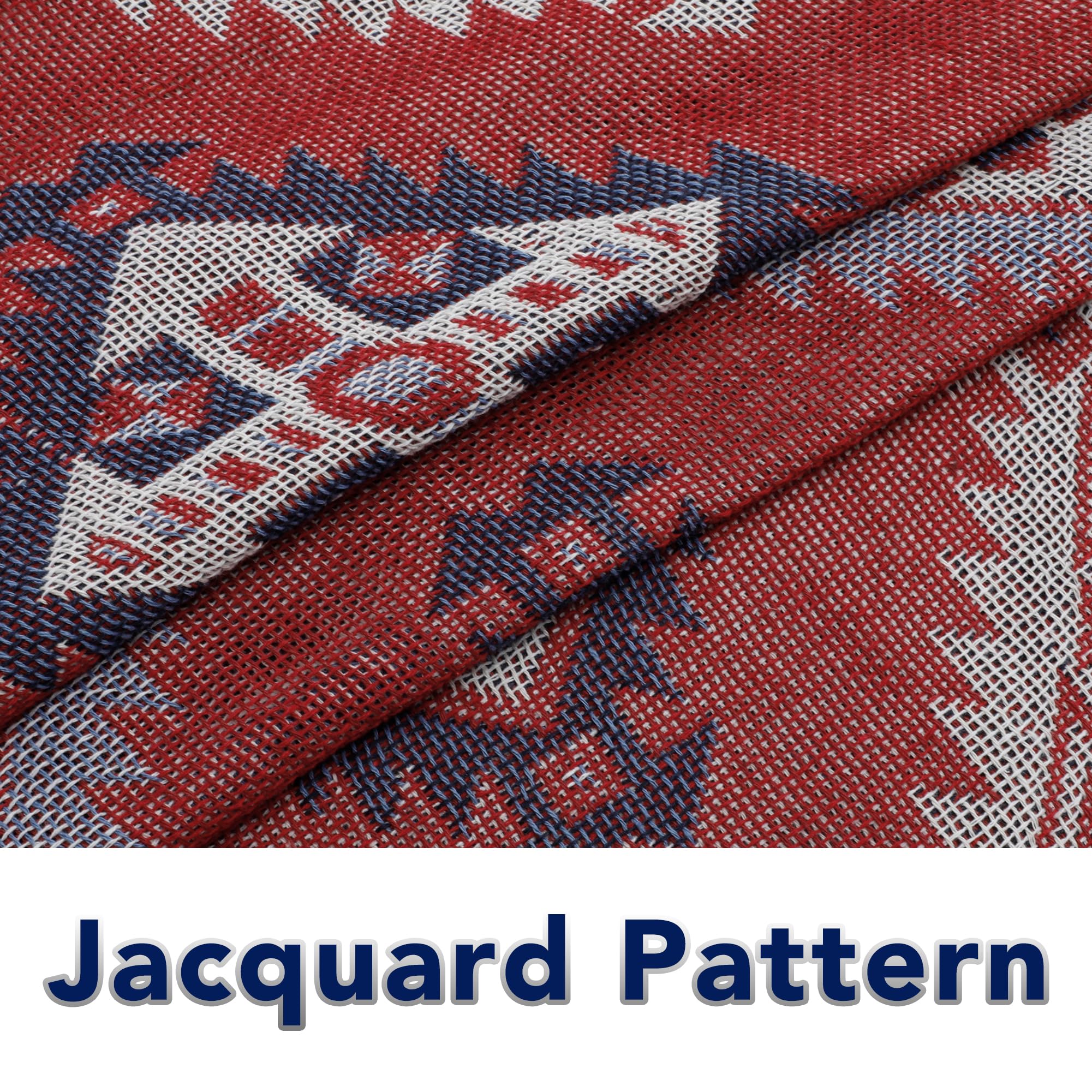 Purefit Geometric Jacquard Throw Sofa Cover - Textured Soft Washable Decorative Couch Covers For 3 Cushion Couch, Throw Cover With Tassels Furniture Protector For Pets, Kids (X-Large, Bohemia Red)
