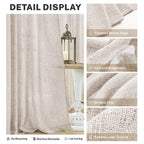 Meetbily Short Linen Curtains 45 Inch Length For Kitchen Cafe Window Bathroom 2 Panels Set Back Tab Pocket Farmhouse Boho Light