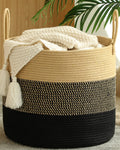 KAKAMAY Large Blanket Basket (18x18x16),Woven Baby Laundry Hamper for Storage, Cotton Rope Blankets Baskets for Nursery, Laundry