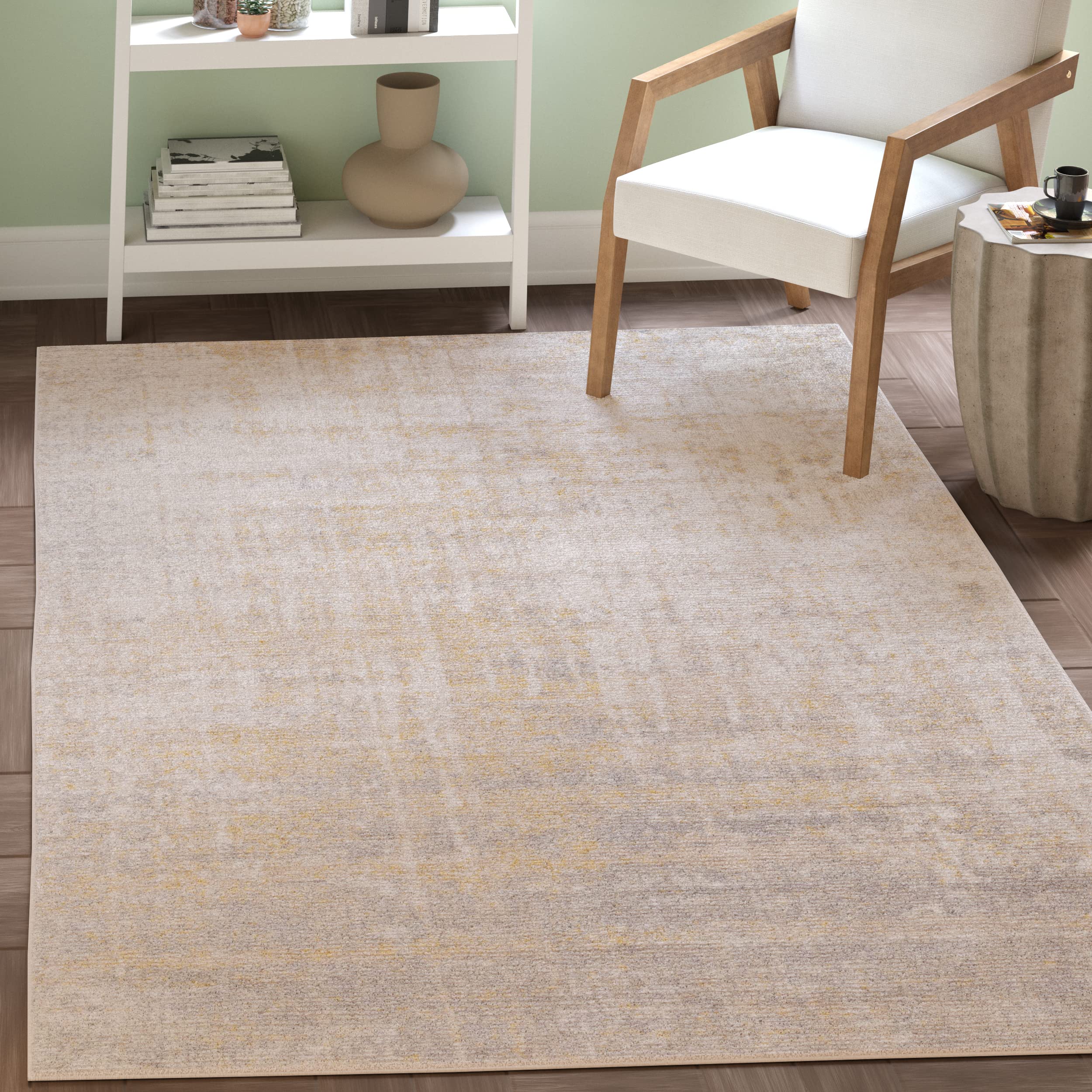 Safavieh Adirondack Collection Area Rug - 9' X 12', Creme & Gold, Modern Abstract Design, Non-Shedding & Easy Care, Ideal For Hi