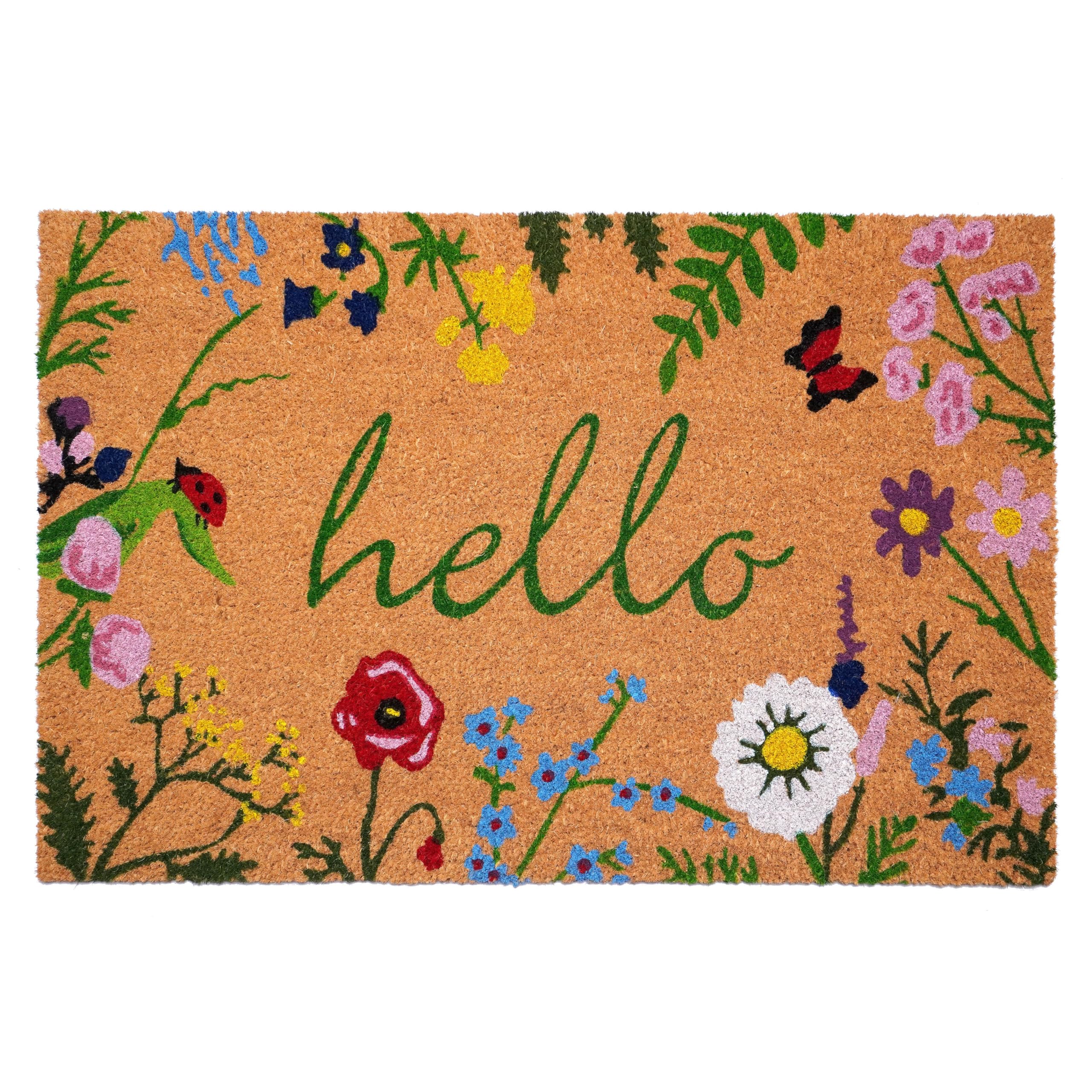 Calloway Mills AZ105992436 Floral Hello Doormat, 24 x 36, Multicolor