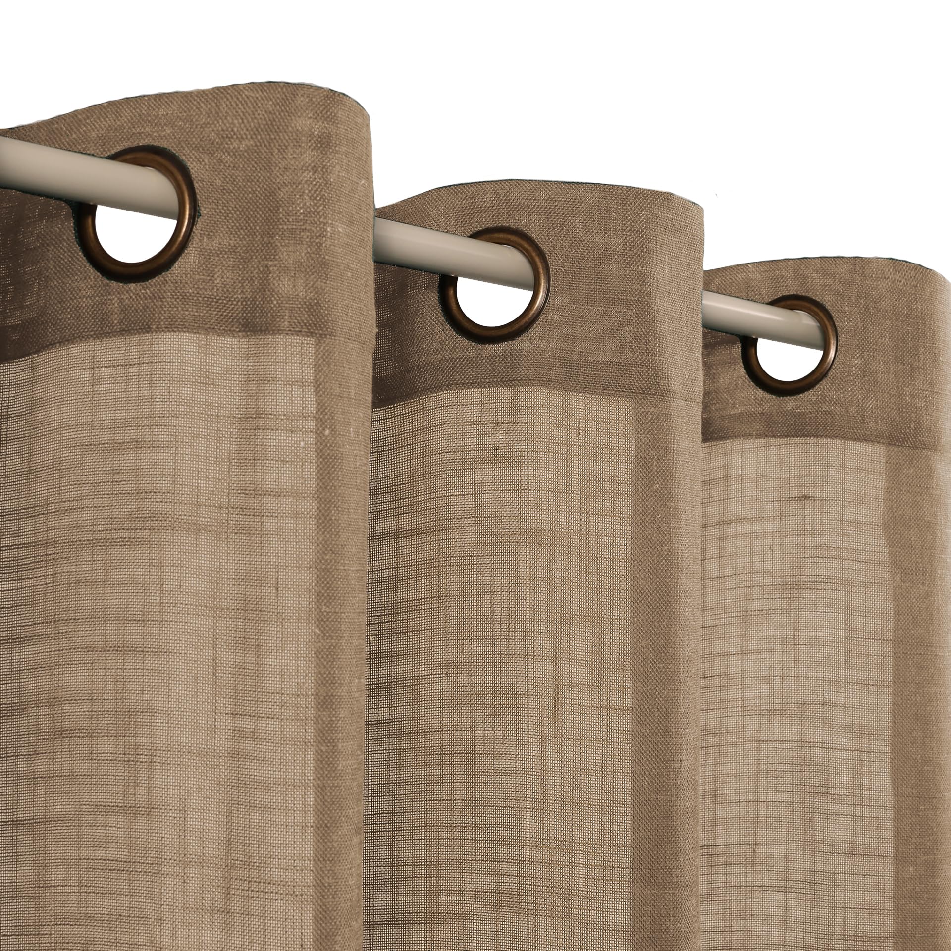 VOILYBIRD Linen Curtains, 84" Latte Brown Semi-Sheer Drapes, 2 Panels, Boho Style, Palma Model, 52"W x 84"L