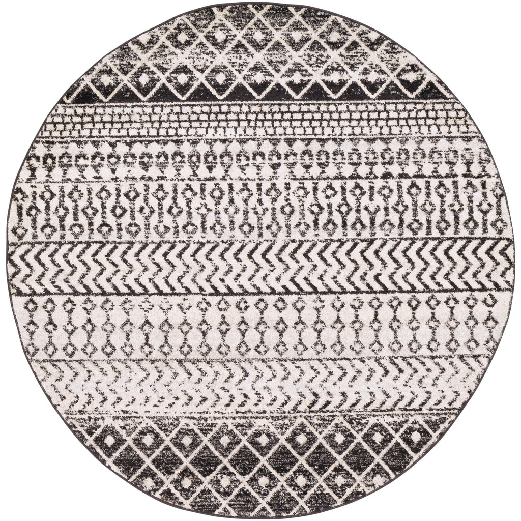 Livabliss Chester Boho Moroccan Area Rug,6' Round,Black