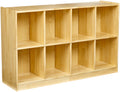 Amazon Basics Block Storage Cabinet, Backpack Organizer Shelf, 8 Compartment Cube Storage for Daycare, Pine Wood, 13 D x 48 W 