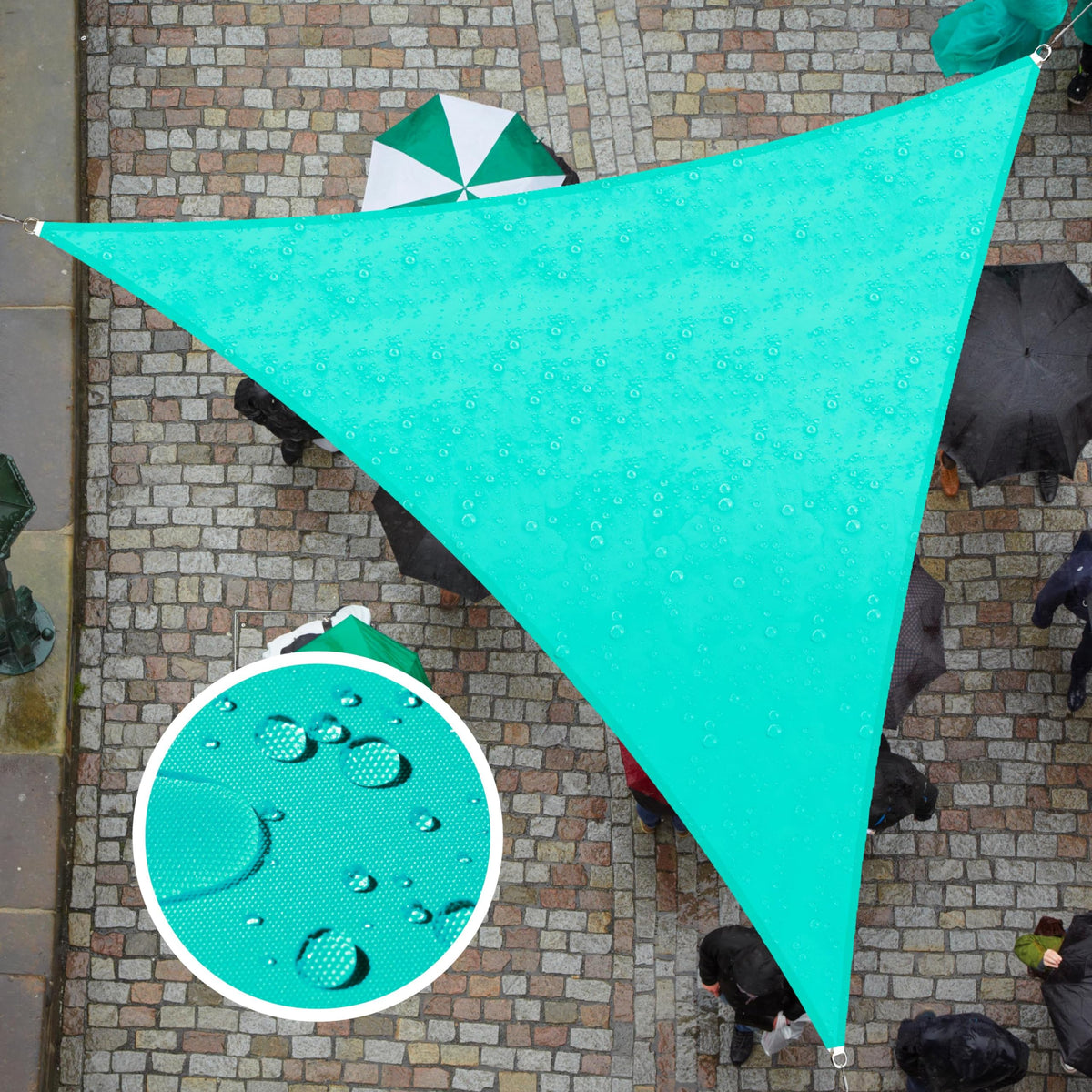 Colourtree 12' X 12' X 12' Turquoise Tadt12 Triangle Waterproof Sun Shade Sail Upf50 Canopy Awning Shelter, 95% Uv Blockage Wate