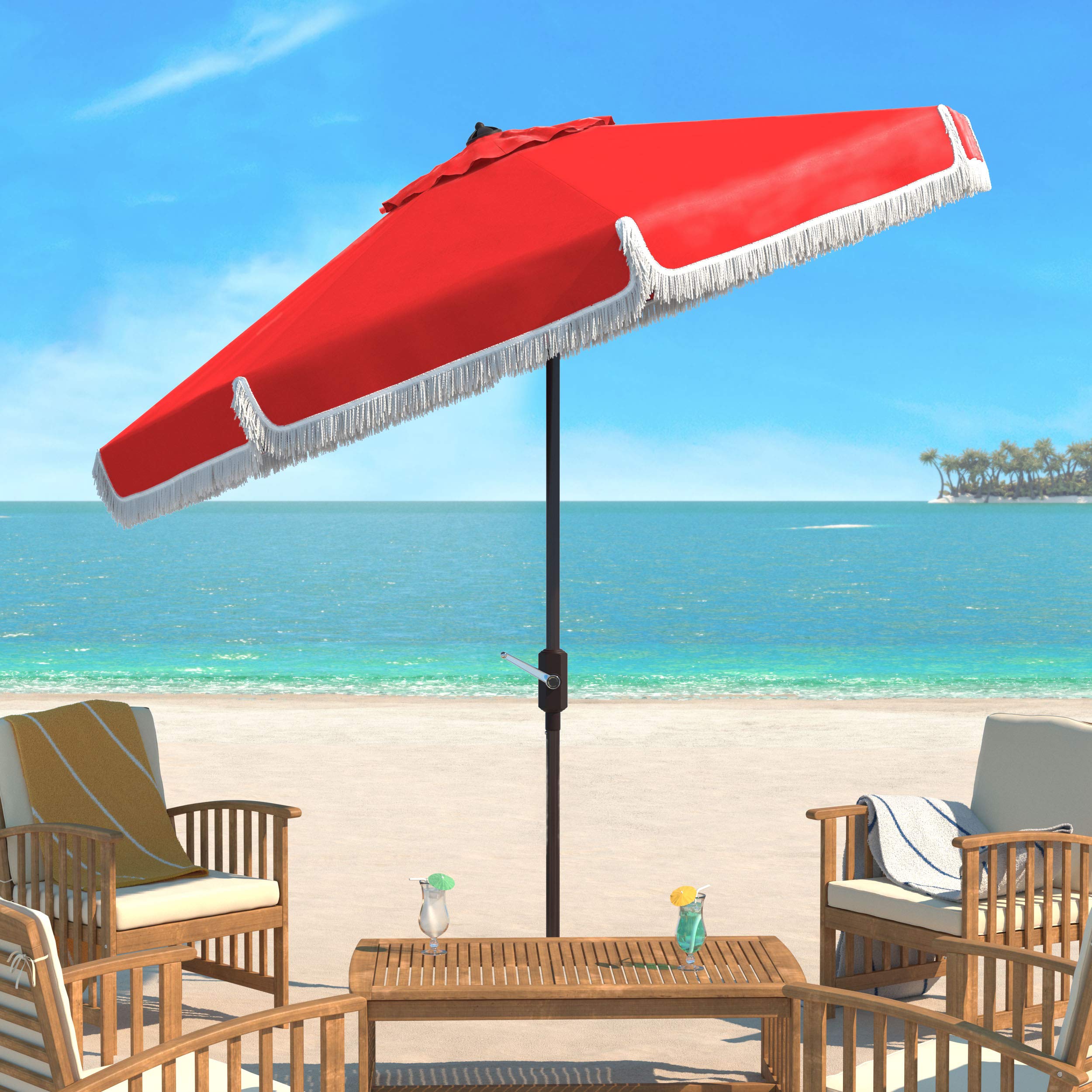 Safavieh Outdoor Collection PAT8108 Umbrella, Red