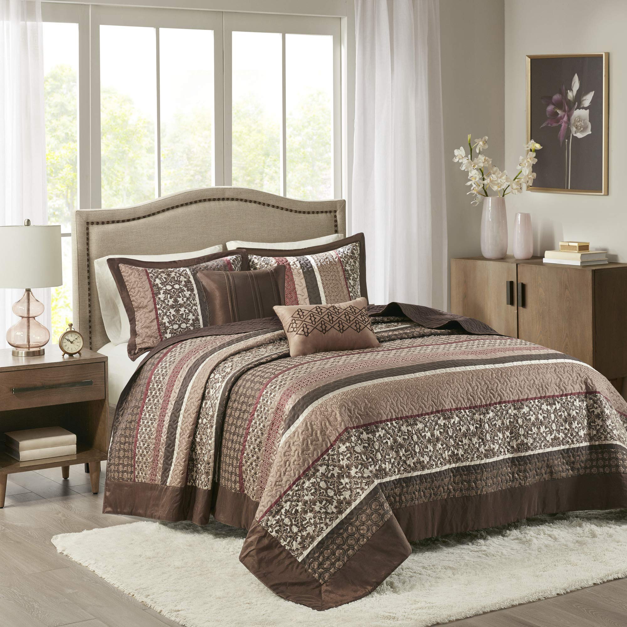 Madison Park Princeton Reversible Quilted Bedspread Set, Solid Reverse Summer Breathable, Lightweight All Season Bedding Layer, 