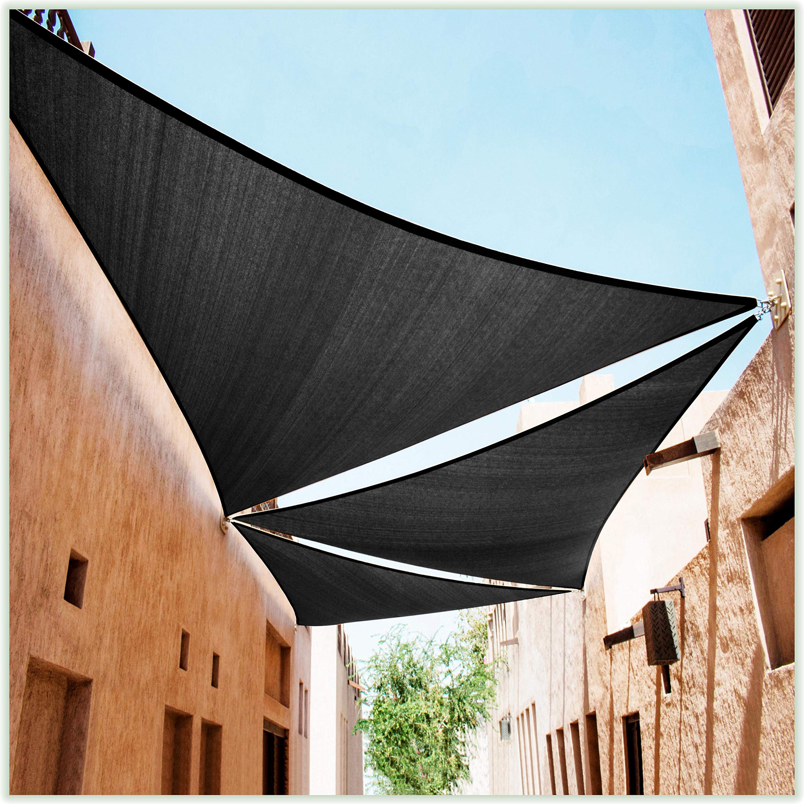 Colourtree Ctapr08 Custom Size Order To Make 15' X 19' X 24.2' Black Right Triangle Sun Shade Sail Canopy Mesh Fabric Uv Block U