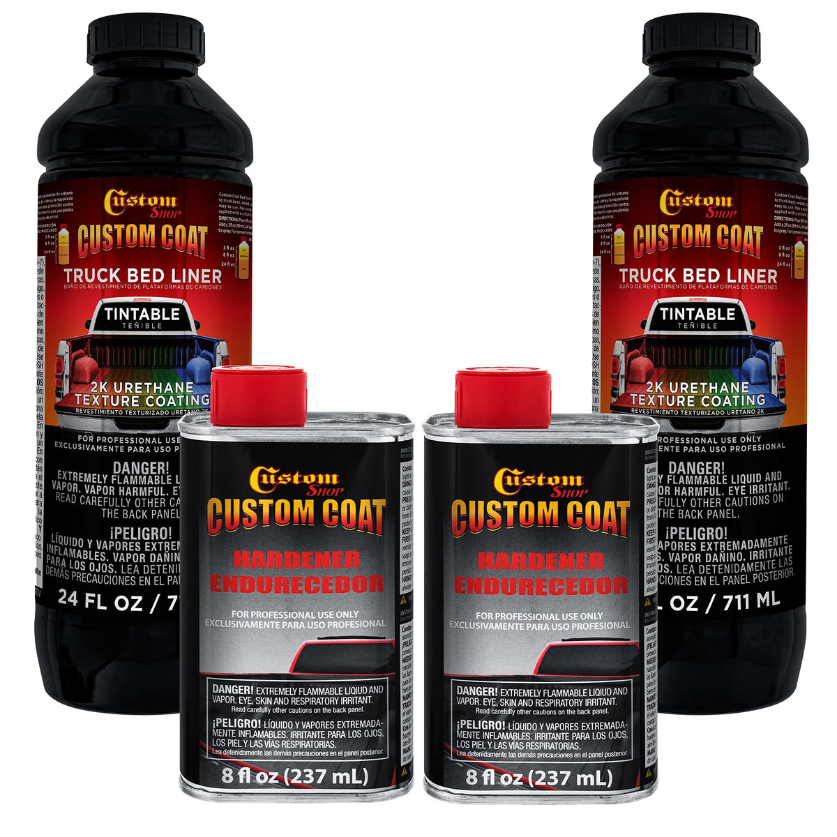 Custom Coat Tintable Base Only 2 Quart (1/2 Gallon) Urethane Spray-On Truck Bed Liner Kit - Easy 3 To 1 Mix Ratio, Just Mix, Sha