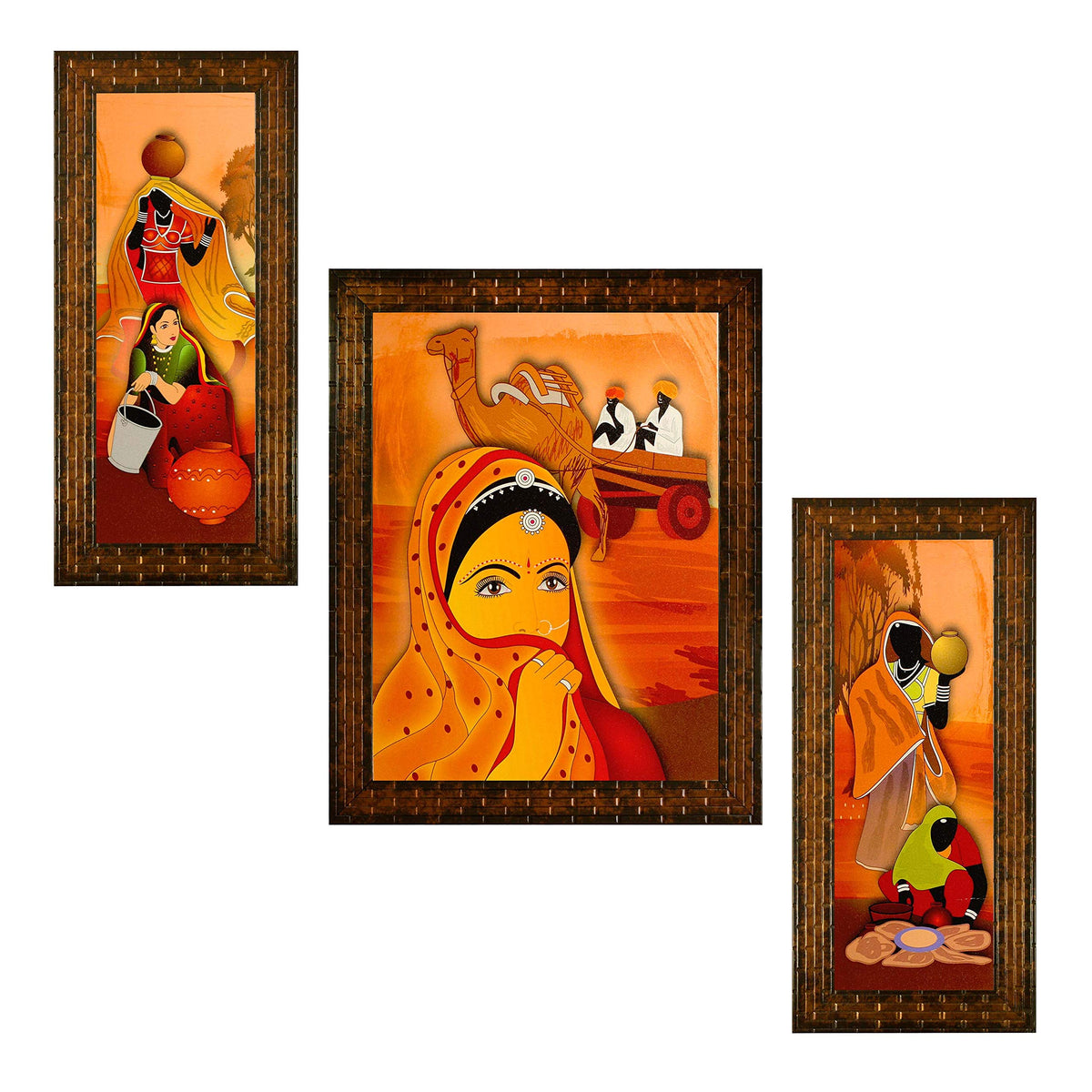 Indianara 3 Pc Set Of Paintings (1133) Without Glass (Col11)
