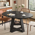 43.3in-59in Extendable Round Dining Table for 4-8,Modern Kitchen Oval Dining Table with Removable Leaves Space Saving,Wood Base 